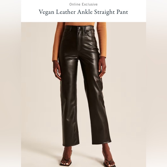 Abercrombie Vegan Leather Ankle Straight Pants Size 27 - Picture 1 of 4